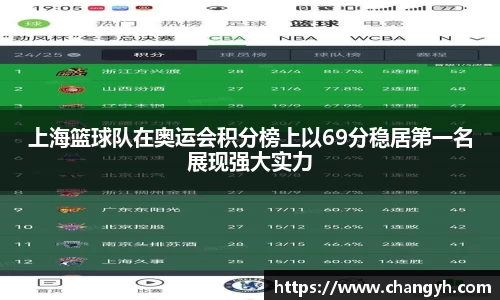 上海篮球队在奥运会积分榜上以69分稳居第一名展现强大实力