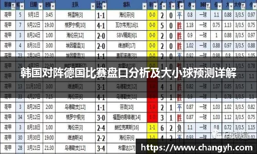 韩国对阵德国比赛盘口分析及大小球预测详解