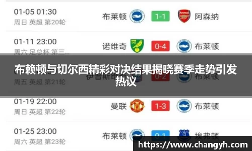 布赖顿与切尔西精彩对决结果揭晓赛季走势引发热议
