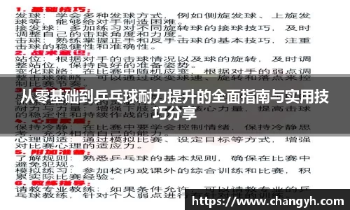 从零基础到乒乓球耐力提升的全面指南与实用技巧分享